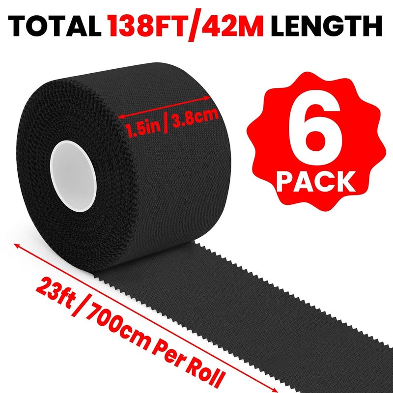 NUITPY 6 Pack Athletic Tape, Black Sports Tape, Easy Tear Wrist Tape, Strong Adhesion Tapes for Boxing, Gymnastics, Hockey, Soccer, Lacrosse and First Aid - Image 2